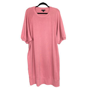 J. Crew | 2X | Women's Pink Puff Sleeve Sweatshirt Dress Short Sleeve Plus Size